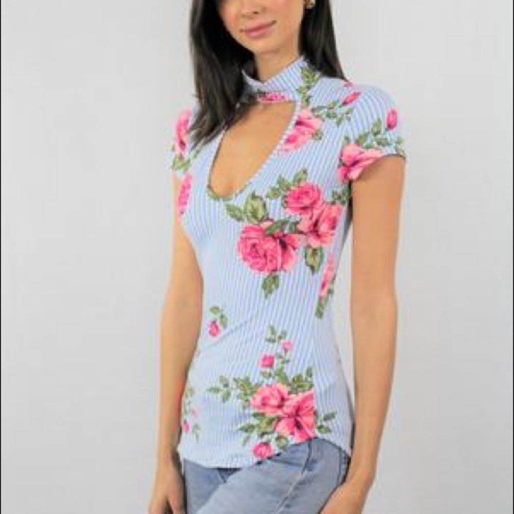 New Arrival! SHORT SLEEVE FLORAL AND STRIPES